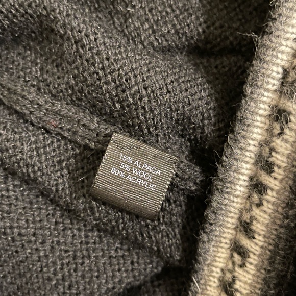 Alpaca Connection Cardigan Sweater Hoodie Womens Small Black Knit Full Zip Wool - Picture 8 of 12
